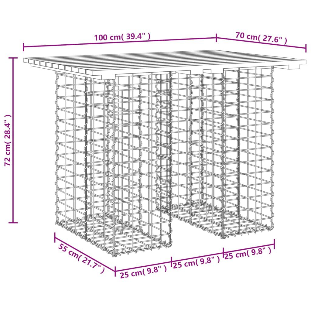 vidaXL Παγκάκι Κήπου Συρματοκιβώτιο 100x70x72εκ. από Μασίφ Ξύλο Πεύκου