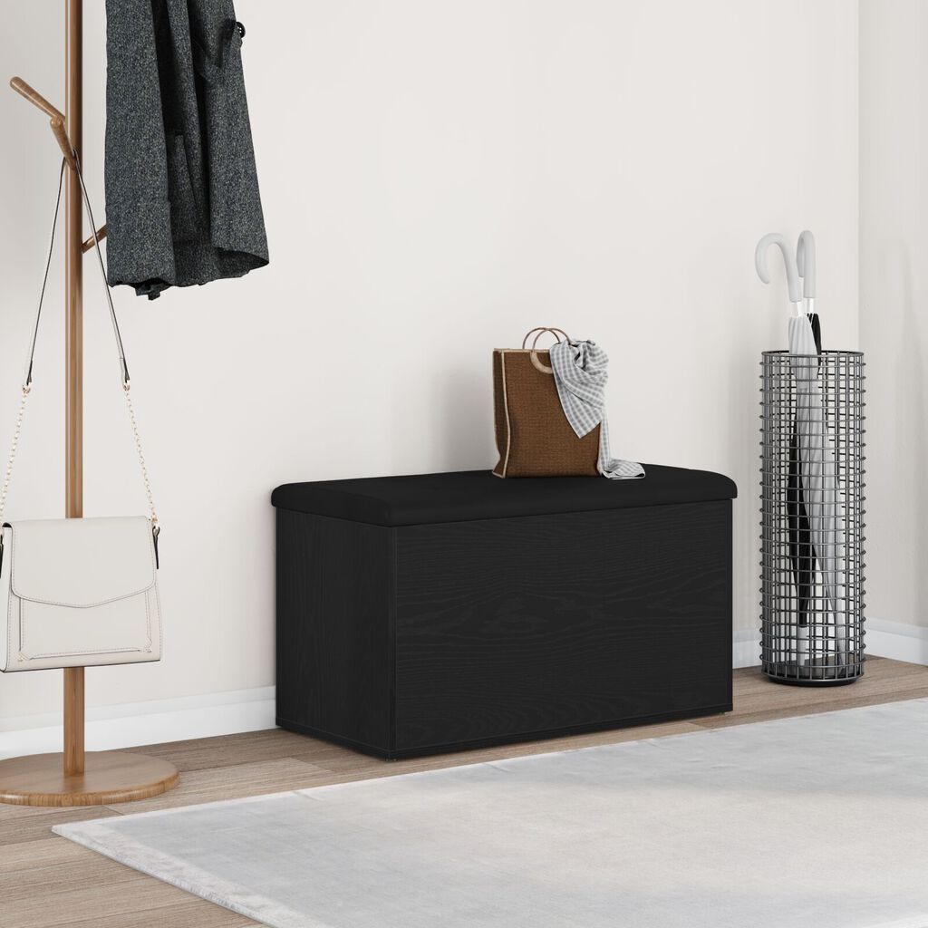 vidaXL Παγκάκι Αποθήκευσης Μαύρο Δρυς 80x40x45 εκ. Μηχανικά Κατασκευασμένο Ξύλο