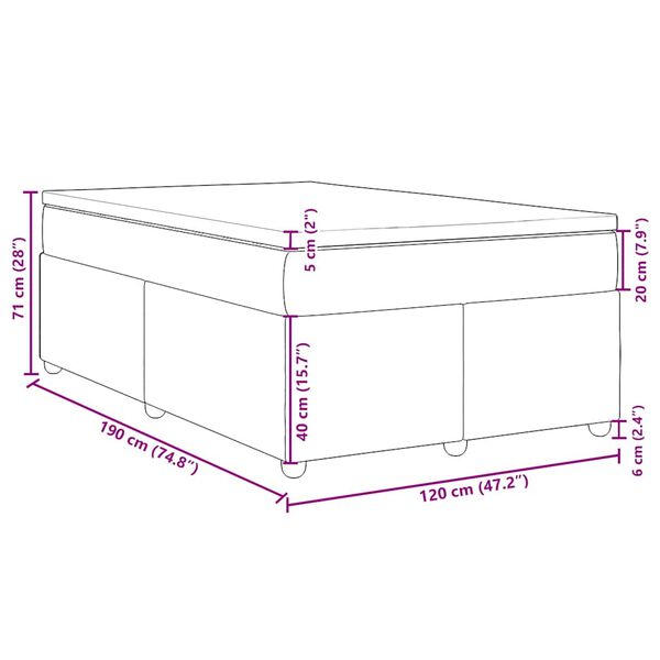 vidaXL Κρεβάτι Boxspring με Στρώμα Ροζ 120x190 εκ. Βελούδινο