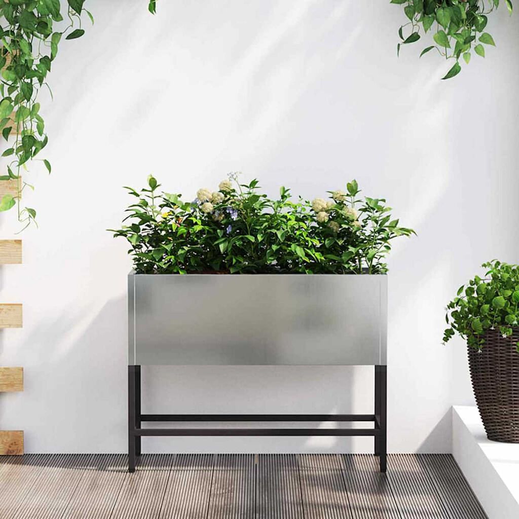 vidaXL Υψωμένη Γλάστρα Κήπου Ασημί 60 x 26 x 45 εκ