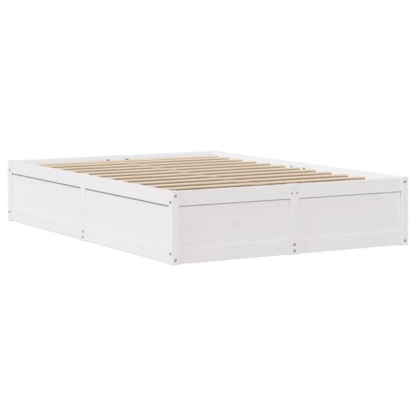 vidaXL Πλαίσιο Κρεβατιού με Κεφαλάρι Λευκό 135x190 εκ. Μασίφ Πεύκου