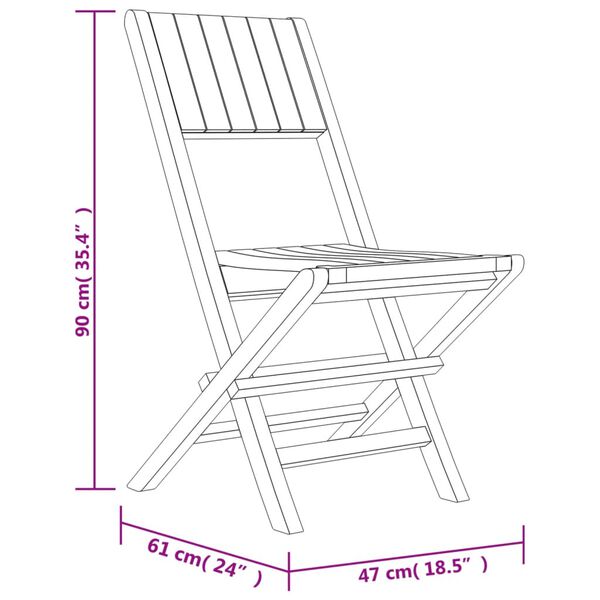 vidaXL Καρέκλες Κήπου Πτυσσόμενες 6 τεμ. 47x61x90 εκ. Μασίφ Ξύλο Teak