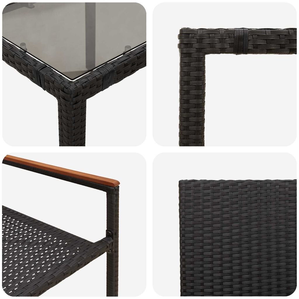 vidaXL Σέτ φαγητού για κήπο 3 pcs Μαύρο 90 x 90 x 75 cm