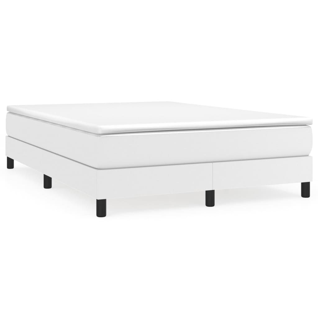 vidaXL Κρεβάτι Boxspring με Στρώμα Λευκό 140x190εκ.από Συνθετικό Δέρμα