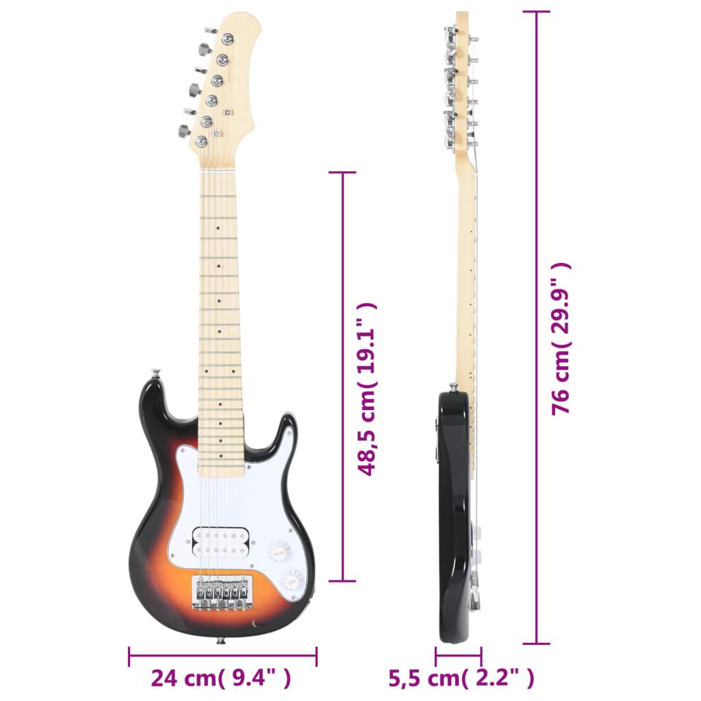 vidaXL Ηλεκτρική Κιθάρα για Παιδιά Καφέ & Λευκή 3/4 30" με Θήκη