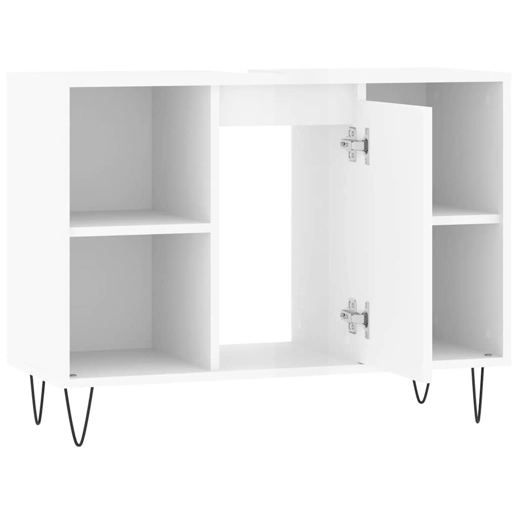 vidaXL Ντουλάπι Μπάνιου Γυαλ. Λευκό 80 x 33 x 60 εκ. από Επεξεργ. Ξύλο