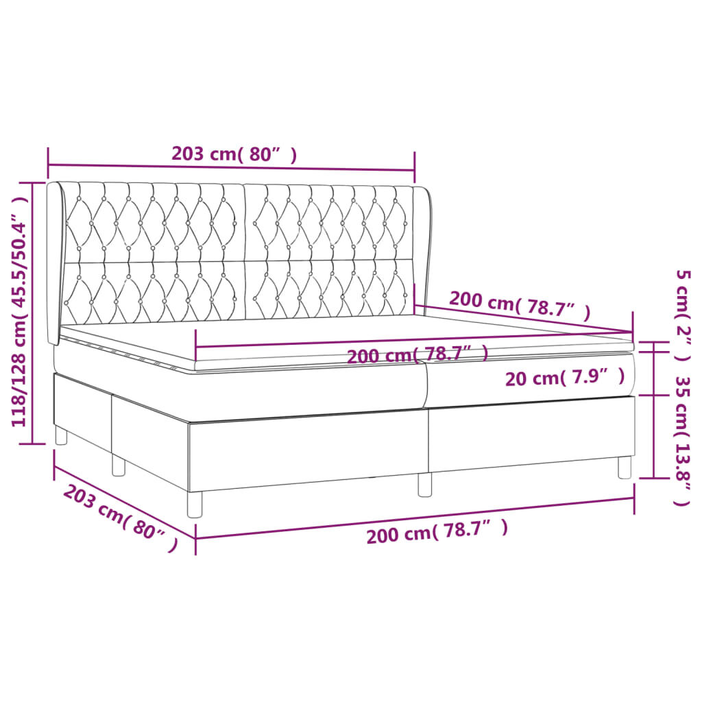 vidaXL Κρεβάτι Boxspring με Στρώμα Ροζ 200x200 εκ. Βελούδινο