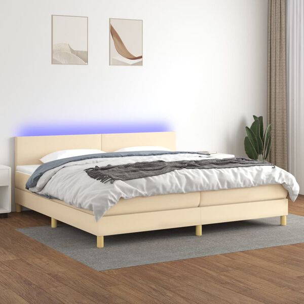 vidaXL &Kappa;&rho;&epsilon;&beta;ά&tau;&iota; Boxspring &mu;&epsilon; &Sigma;&tau;&rho;ώ&mu;&alpha; & LED &Kappa;&rho;&epsilon;&mu; 200x200 &epsilon;&kappa;. &Upsilon;&phi;&alpha;&sigma;&mu;ά&tau;&iota;&nu;&omicron;