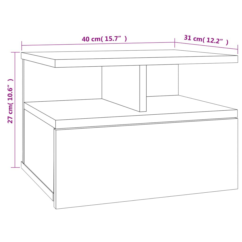 vidaXL Κομοδίνα Κρεμαστά Καφέ Δρυς 40x31x27 εκ. Επεξεργ. Ξύλο