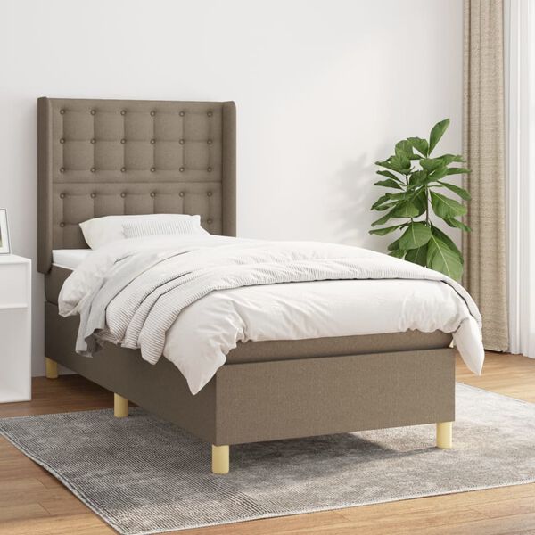vidaXL &Kappa;&rho;&epsilon;&beta;ά&tau;&iota; Boxspring &mu;&epsilon; &Sigma;&tau;&rho;ώ&mu;&alpha; Taupe 100 x 200 &epsilon;&kappa;. &Upsilon;&phi;&alpha;&sigma;&mu;ά&tau;&iota;&nu;&omicron;