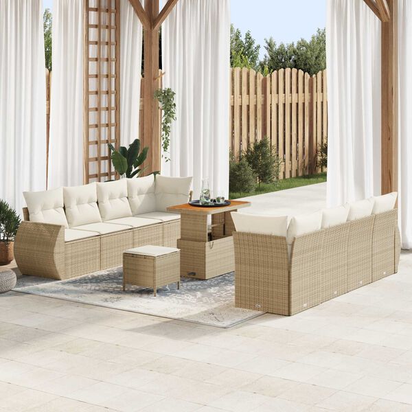 vidaXL Σετ Καναπέ Κήπου 11 pcs Μπεζ συνθετικό ρατάν