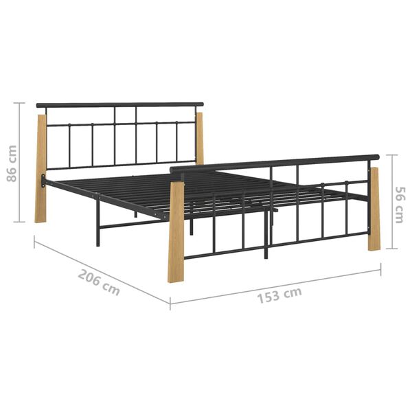 vidaXL Πλαίσιο Κρεβατιού 140 x 200 εκ. Μέταλλο/Μασίφ Ξύλο Δρυός