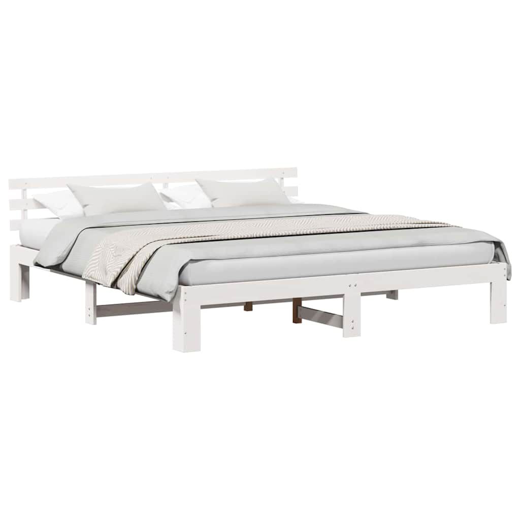 vidaXL Σκελετός Κρεβατιού Λευκό 180 x 200 cm Μασίφ ξύλο πεύκου