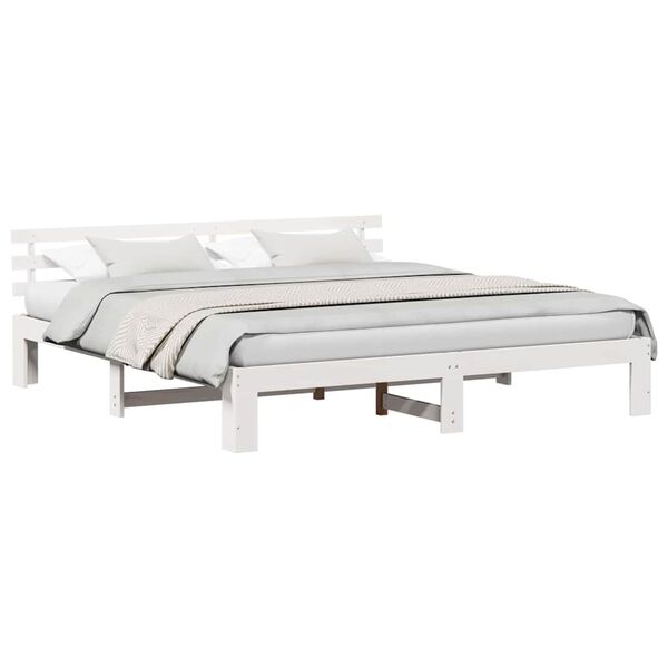 vidaXL Σκελετός Κρεβατιού Λευκό 180 x 200 cm Μασίφ ξύλο πεύκου