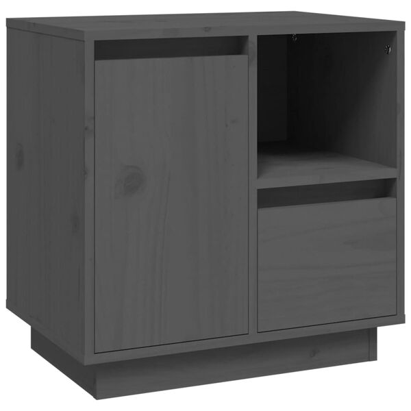 vidaXL Κομοδίνο Γκρι 50x34x50 εκ. από Μασίφ Ξύλο Πεύκου