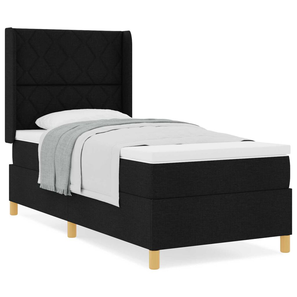 vidaXL Κρεβάτι με ελατήριο με στρώμα Μαύρο 100 x 200 cm ύφασμα