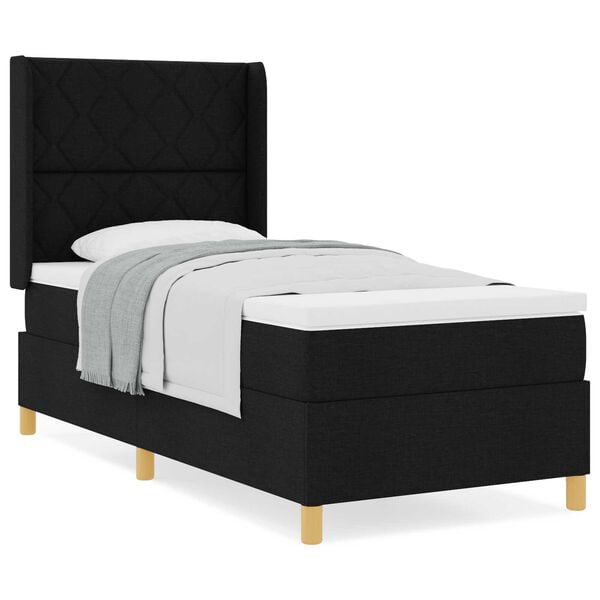 vidaXL Κρεβάτι με ελατήριο με στρώμα Μαύρο 100 x 200 cm ύφασμα
