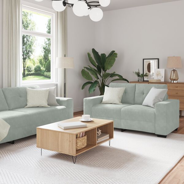 vidaXL Σετ Καναπέ με μαξιλάρι 3 pcs Γκρι 221 x 78 x 80 εκ Βελούδο