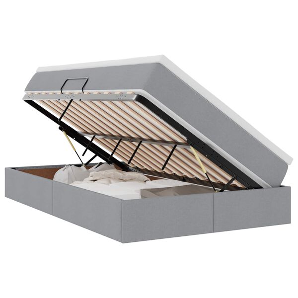 vidaXL Κρεβάτι με αποθηκευτικό χώρο και στρώμα με στρώμα Ανοιχτό γκρι