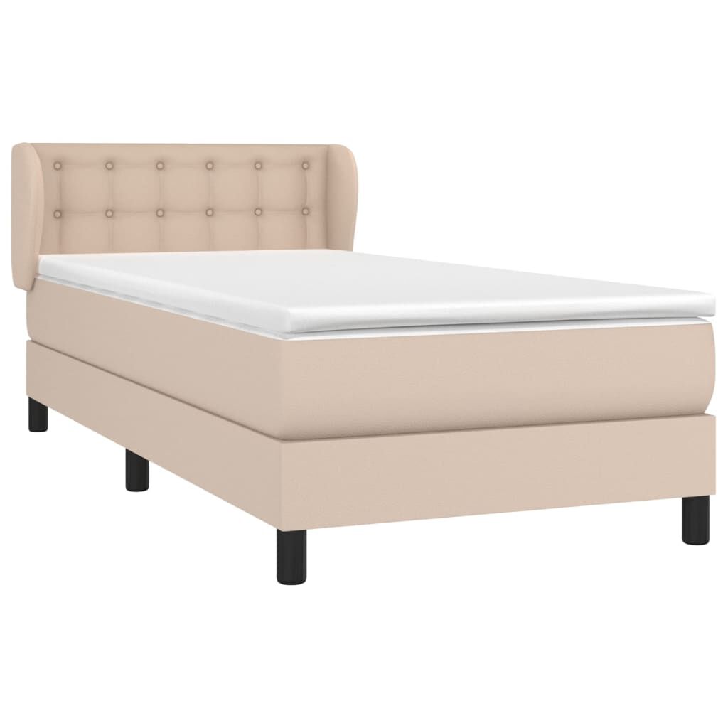 vidaXL Κρεβάτι Boxspring με Στρώμα Καπουτσίνο 80x200 εκ. Συνθ. Δέρμα