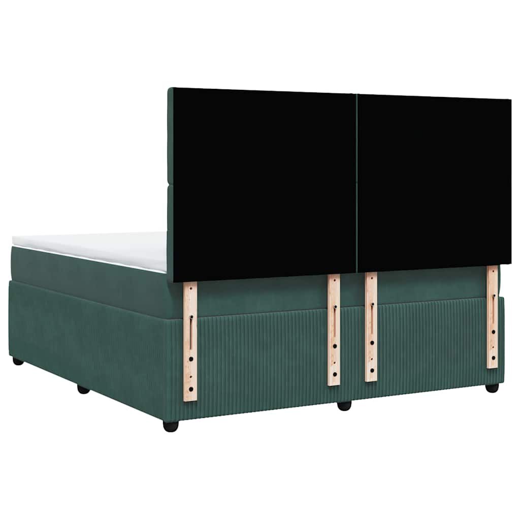 vidaXL Κρεβάτι Boxspring με Στρώμα Σκούρο Πράσινο 180x200εκ. Βελούδινο