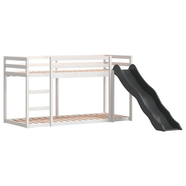 vidaXL Κουκέτα με Τσουλήθρα/Σκάλα Λευκό 75x190 εκ. Μασίφ Ξύλο Πεύκου