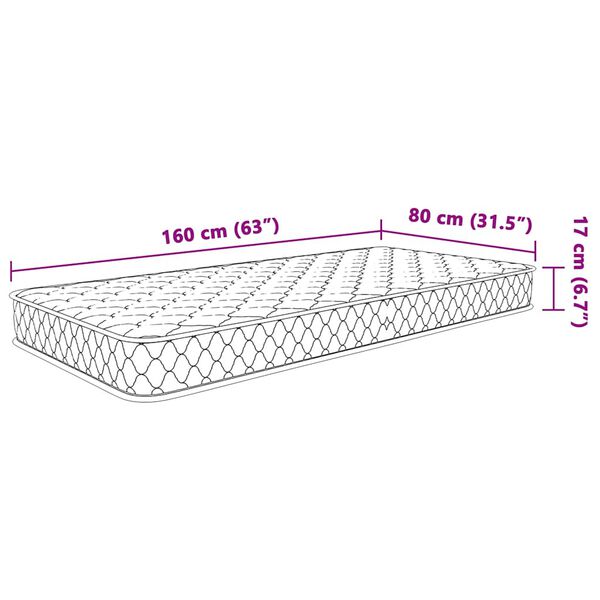 vidaXL Στρώμα με Αφρό Μνήμης Λευκό 80x160x17 εκ. μαλακό