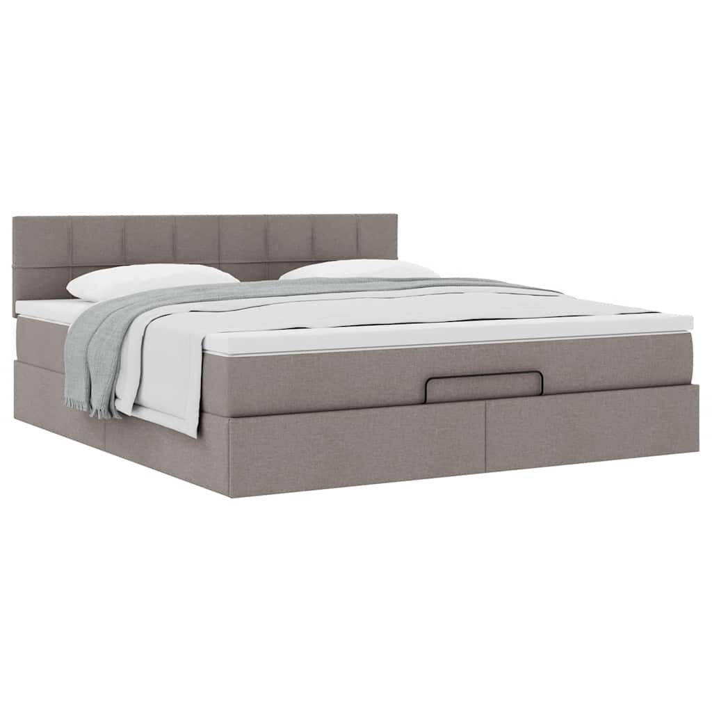 vidaXL Οθωμανικό κρεβάτι με στρώμα Taupe 180x200cm ύφασμα