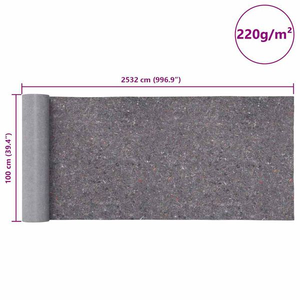 vidaXL Αντιολισθητικό μαλλί ζωγράφου 25 m 220 g/m² Γκρι