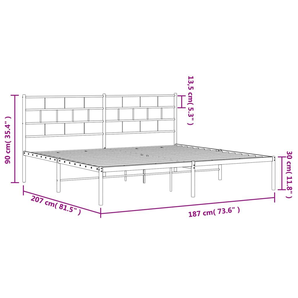 vidaXL Πλαίσιο Κρεβατιού με Κεφαλάρι Λευκό 180x200 εκ. Μεταλλικό