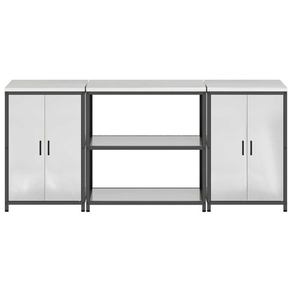 vidaXL Σετ Αποθήκευσης Κουζίνας με ράφι 3 pcs Ασημί 210 x 50 x 92 εκ