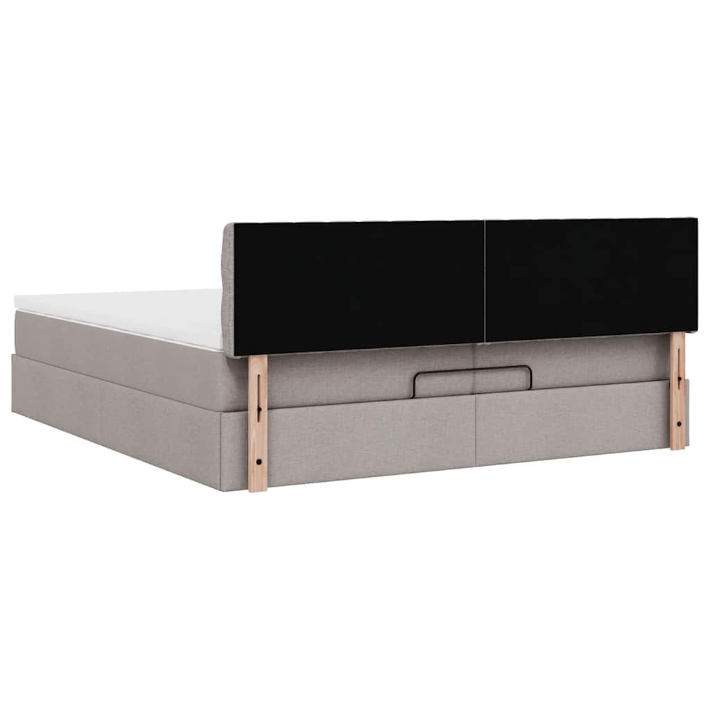 vidaXL Οθωμανικό κρεβάτι με στρώματα & LEDs Taupe 200x200cm ύφασμα
