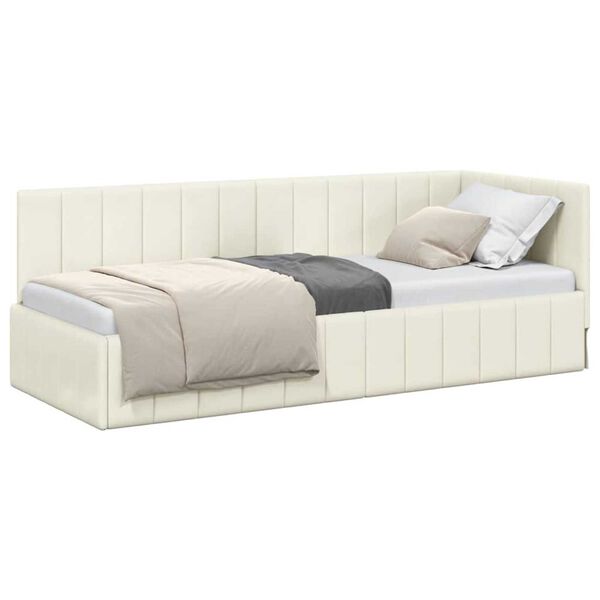 vidaXL Κρεβάτι Γωνίας με κεφαλάρι Κρεμ 80 x 200 cm Βελούδο