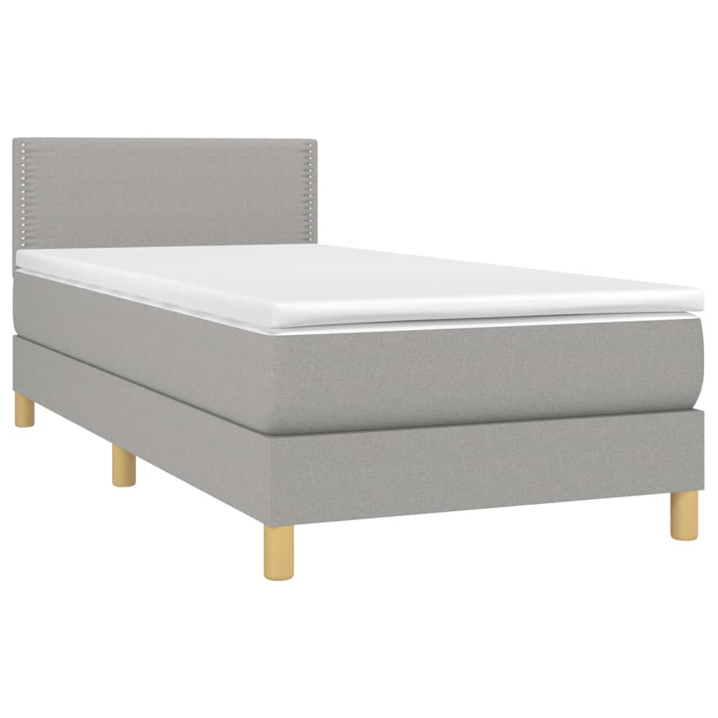 vidaXL Κρεβάτι Boxspring με Στρώμα Ανοιχτό Γκρι 100x200 εκ. Υφασμάτινο