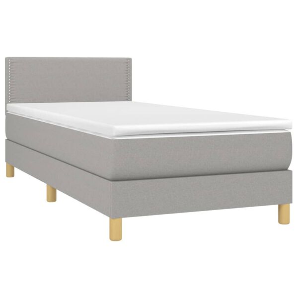 vidaXL Κρεβάτι Boxspring με Στρώμα Ανοιχτό Γκρι 100x200 εκ. Υφασμάτινο