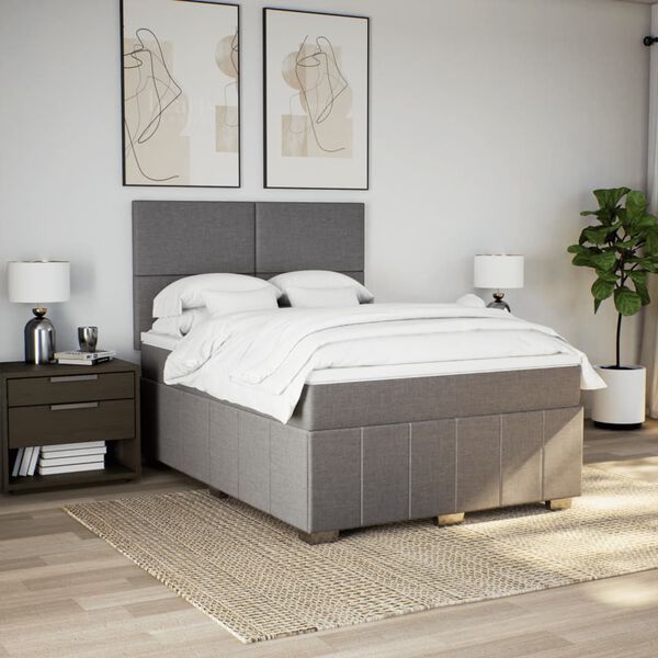 vidaXL &Kappa;&rho;&epsilon;&beta;ά&tau;&iota; Boxspring &mu;&epsilon; &Sigma;&tau;&rho;ώ&mu;&alpha; Taupe 140x200 &epsilon;&kappa;. &Upsilon;&phi;&alpha;&sigma;&mu;ά&tau;&iota;&nu;&omicron;