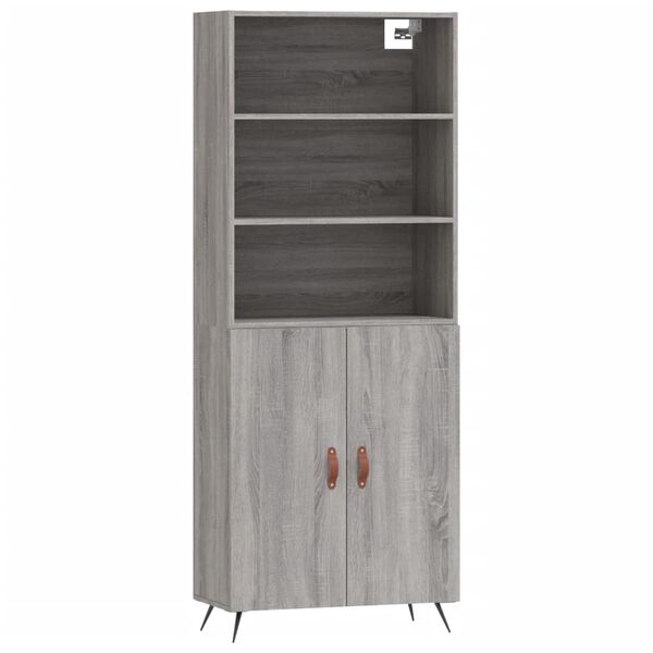 vidaXL Ντουλάπι Γκρι Sonoma 69,5 x 34 x 180 εκ. Επεξεργασμένο Ξύλο