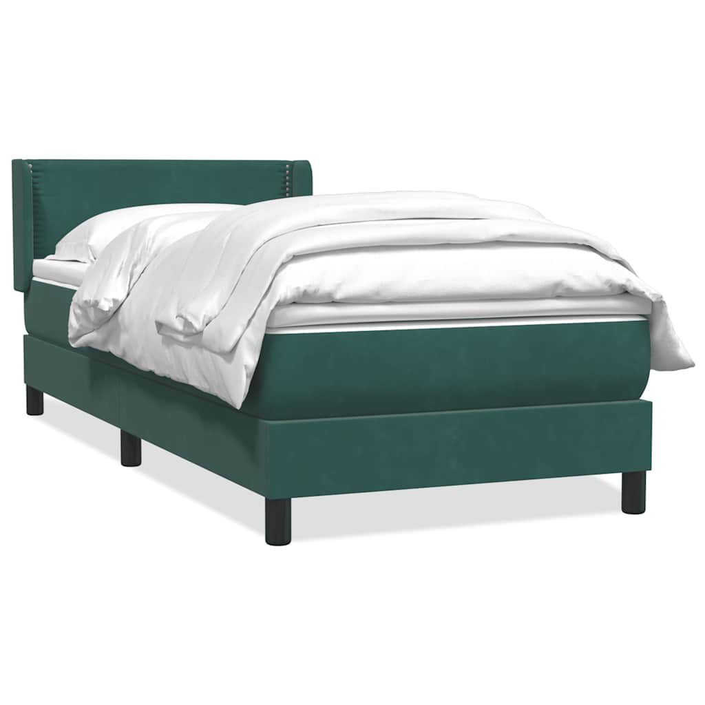 vidaXL Box Spring κρεβάτι με στρώμα σκούρο πράσινο 90x220 cm Velvet