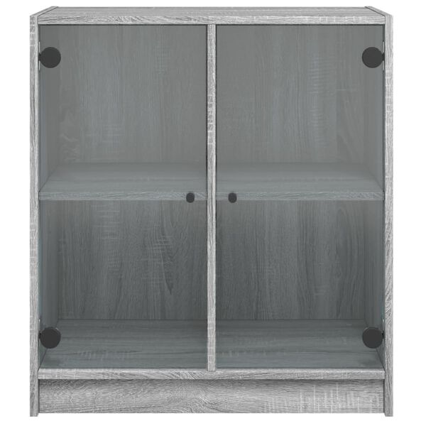 vidaXL Βοηθητικό Ντουλάπι Sonoma Γκρι 68x37x75,5εκ. με Γυάλινες Πόρτες