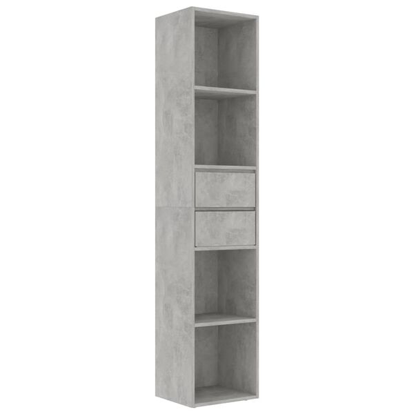 vidaXL Βιβλιοθήκη Γκρι του Σκυροδέματος 36x30x171 εκ. από Επεξ. Ξύλο