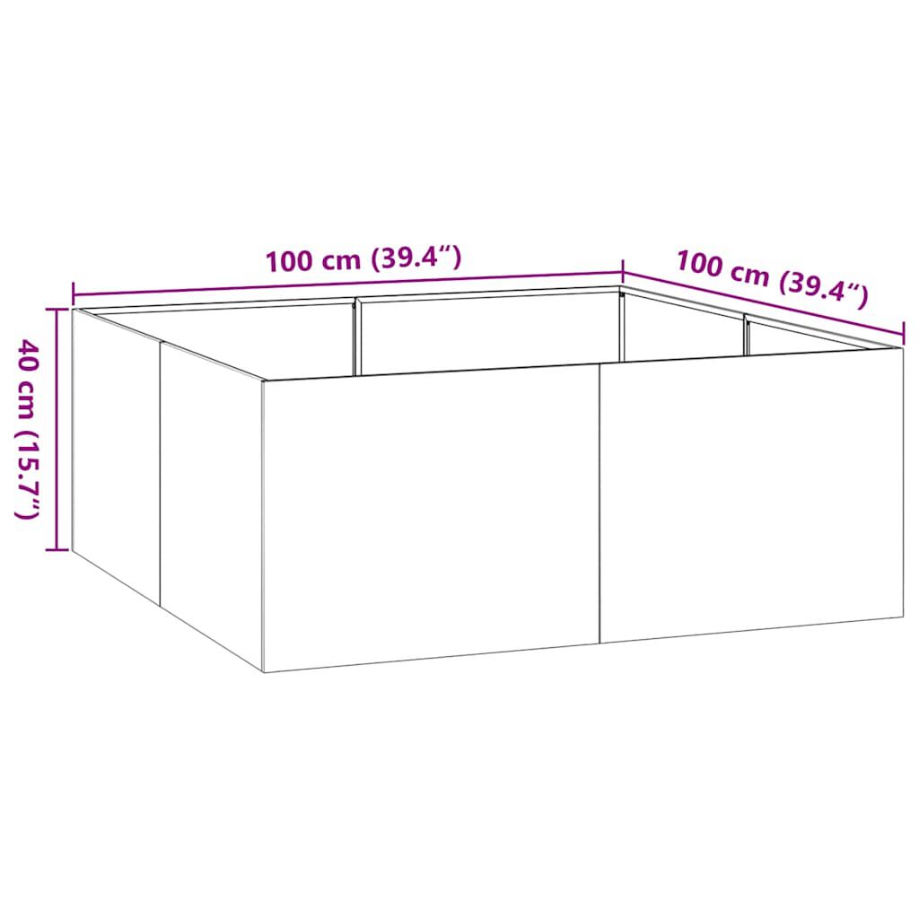 vidaXL Ζαρντινιέρα 100x100x40 εκ. Ατσάλι Σκληρυθέν στον Αέρα