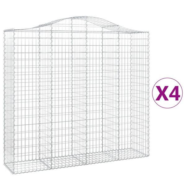 vidaXL Συρματοκιβώτια Τοξωτά 4 τεμ. 200x50x180/200 εκ. Γαλβαν. Ατσάλι