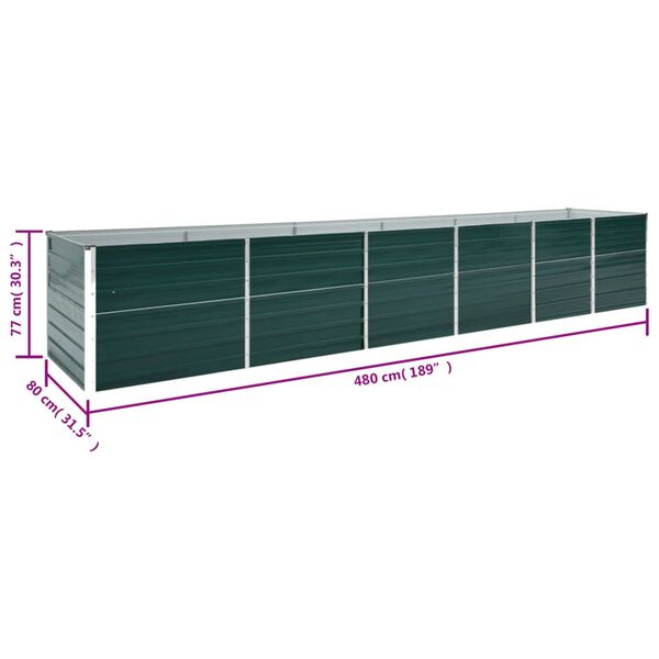 vidaXL Ζαρντινιέρα Υπερυψωμένη Πράσινη 480x80x77 εκ. Γαλβαν. Χάλυβας