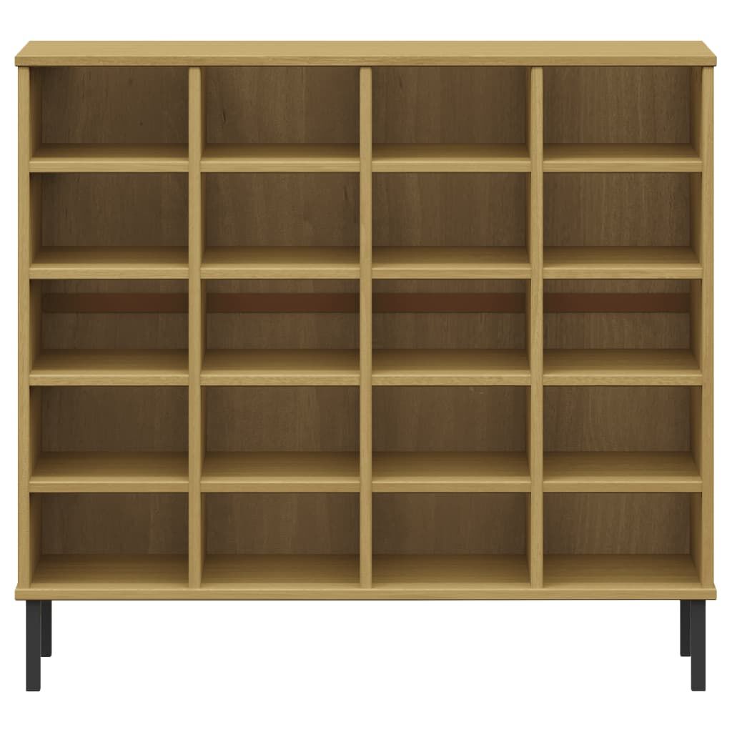 vidaXL Παπουτσοθήκη OSLO Καφέ 95x35x86 εκ. Μασίφ Ξύλο με Μετ. Πόδια