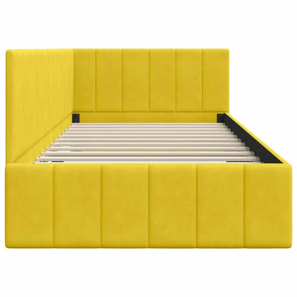 vidaXL Κρεβάτι Γωνίας με κεφαλάρι Κίτρινο 90 x 190 cm Βελούδο