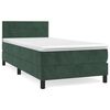 vidaXL Κρεβάτι Boxspring με Στρώμα Σκούρο Πράσινο 90x200 εκ. Βελούδινο