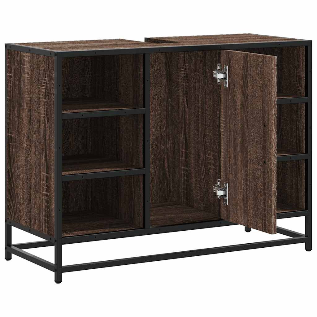 vidaXL Ντουλάπι Μπάνιου Νιπτήρα Καφέ Δρυς 80 x 33 x 60 εκ. Επεξ. Ξύλο