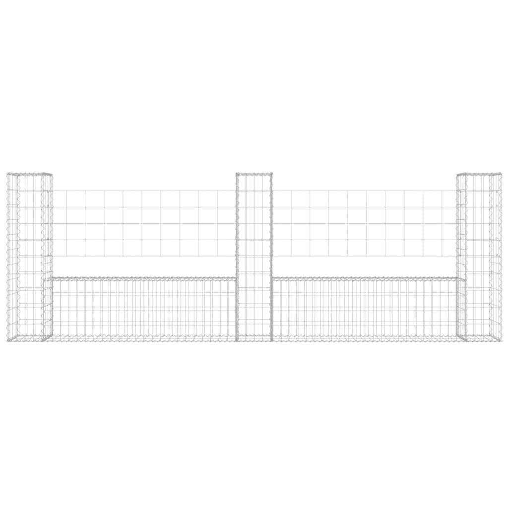 vidaXL Συρματοκιβώτια σε U Σχήμα με 3 Στύλους 260x20x100 εκ Σιδερένιο