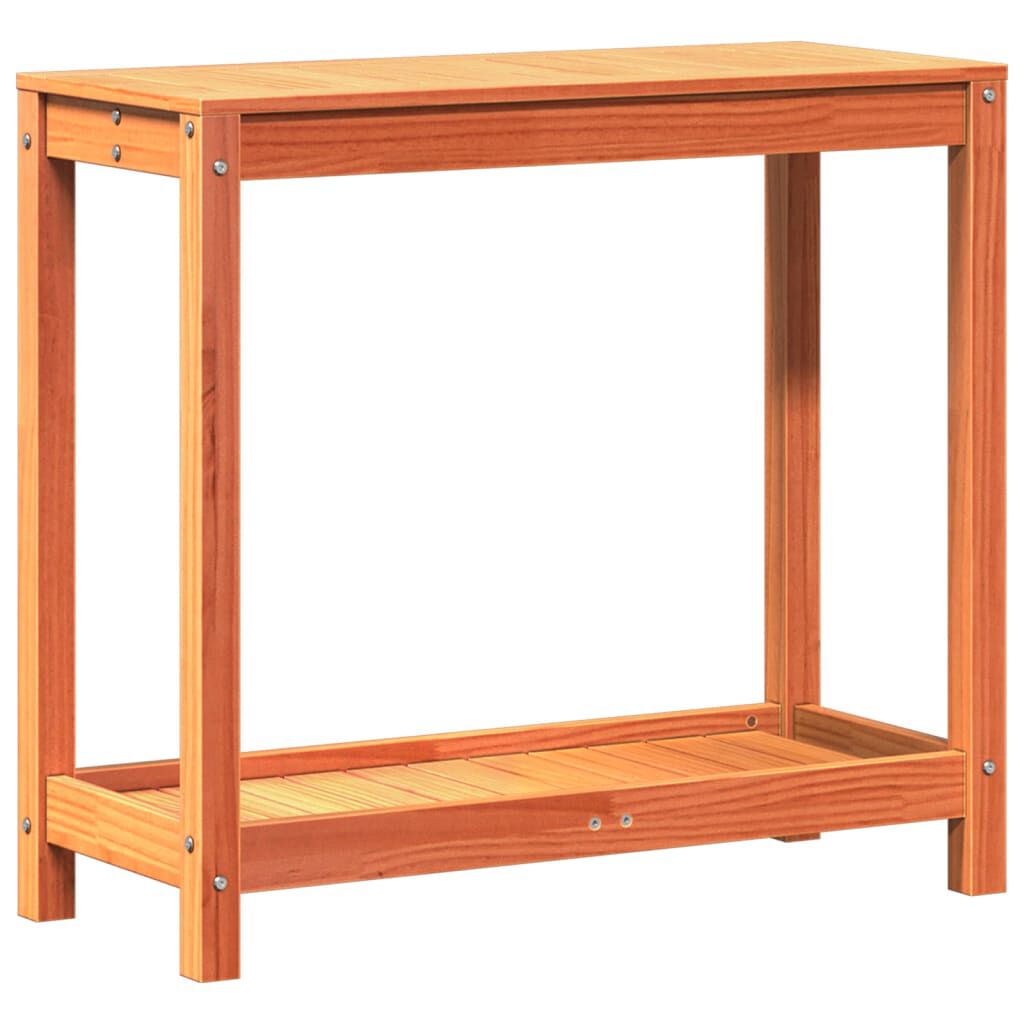 vidaXL Τραπέζι Κηπουρικής με Ράφι Καφέ 82,5x35x75εκ. Μασίφ Ξύλο Πεύκου