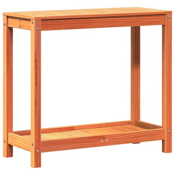 vidaXL Τραπέζι Κηπουρικής με Ράφι Καφέ 82,5x35x75εκ. Μασίφ Ξύλο Πεύκου